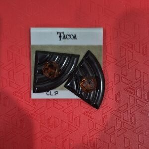 Vintage New TACOA Brown and Amber Clip Earrings